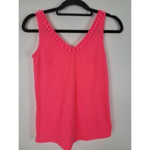 Lilly Pulitzer Tank Top XXS Womens Pink V Front V Back Sleeveless Barbie Pink